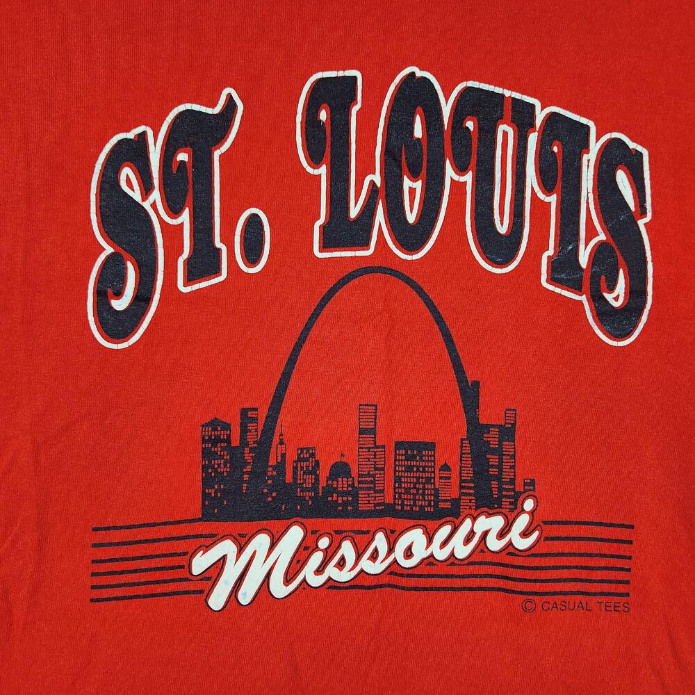 Vintage St Louis Missouri Shirt Mens Large Red Gateway Arch Skyline Graphic Y2k